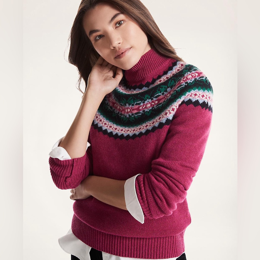 Brooks Brothers Berry and Forest Turtleneck Sweater